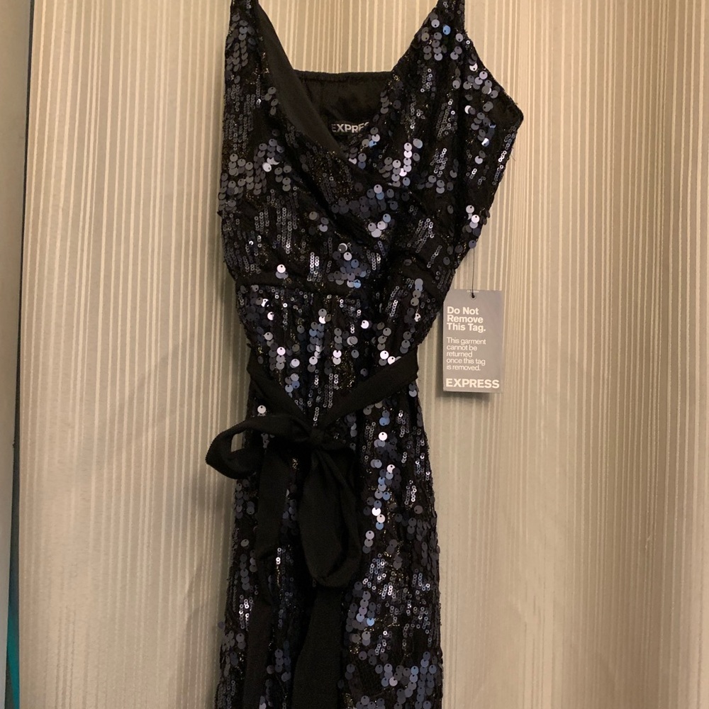 Shiny blue sequin dress